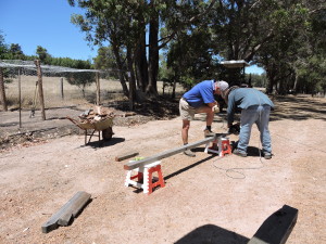 Ken & Loz start building the chook house.